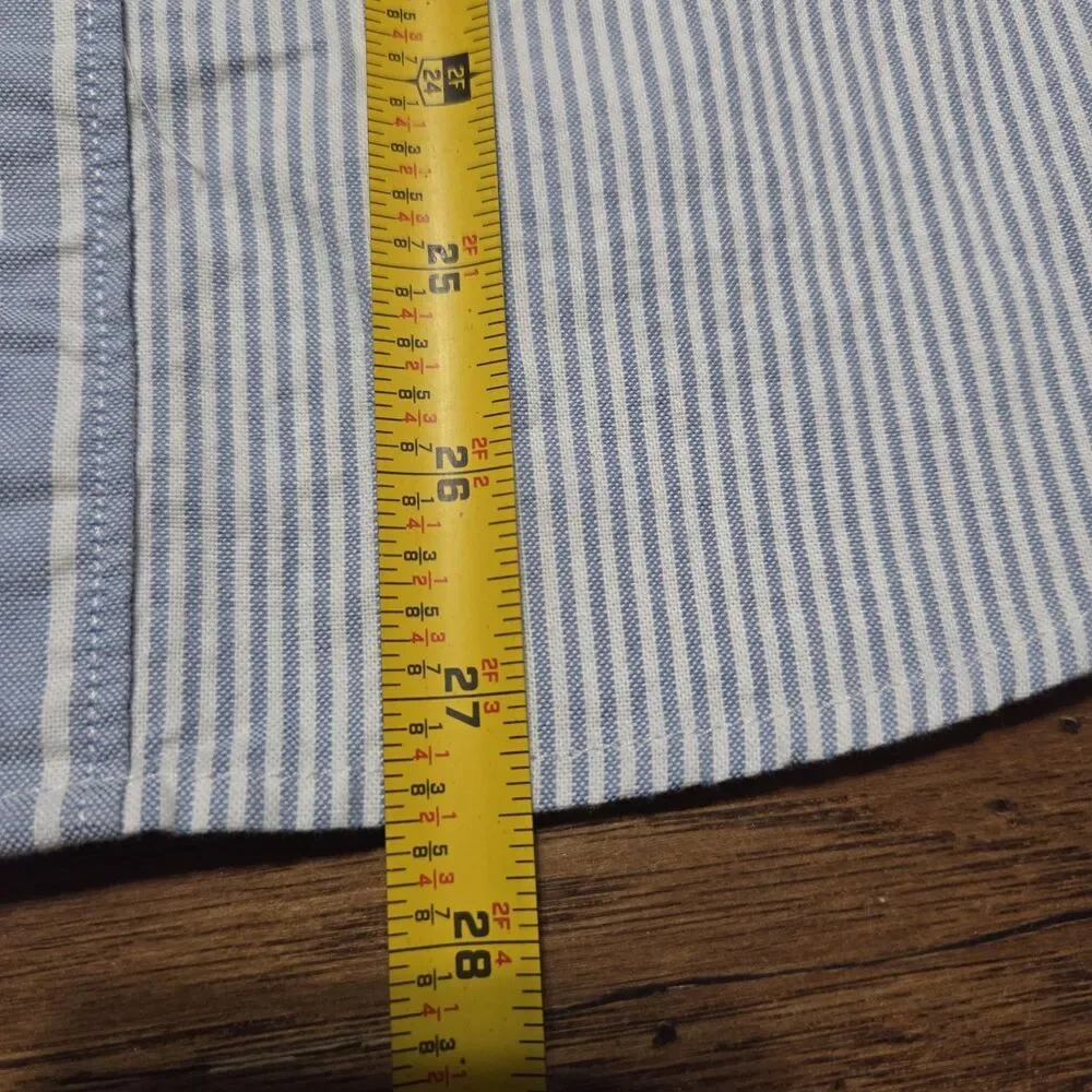 J. Crew Blue and White Striped Cotton Button-Down Shirt